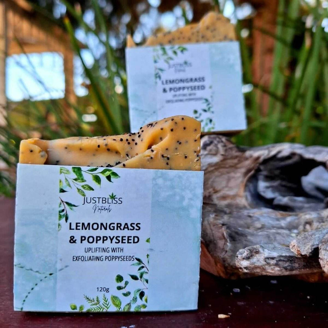 Lemongrass &amp; Poppyseed Soap Bar – Vegan Detoxifying Exfoliant - JUSTBLiSS Naturals