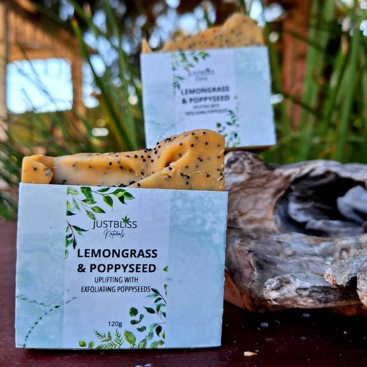 Lemongrass &amp; Poppyseed Soap Bar – Vegan Detoxifying Exfoliant - JUSTBLiSS Naturals