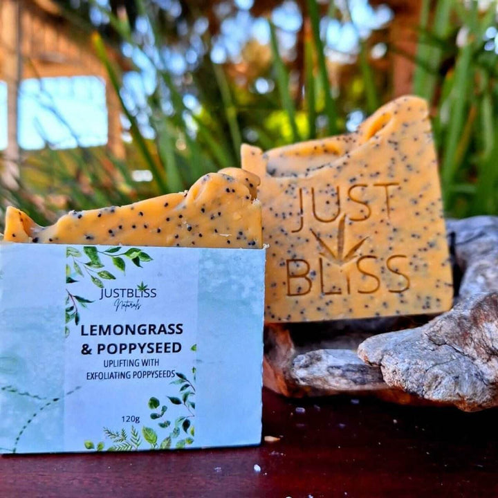 Lemongrass &amp; Poppyseed Soap Bar – Vegan Detoxifying Exfoliant - JUSTBLiSS Naturals