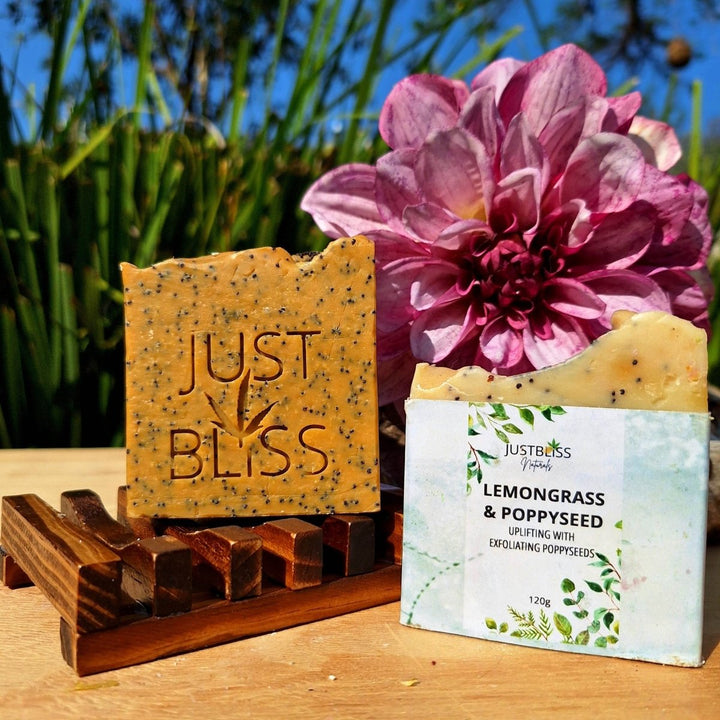 Lemongrass &amp; Poppyseed Soap Bar – Vegan Detoxifying Exfoliant - JUSTBLiSS Naturals