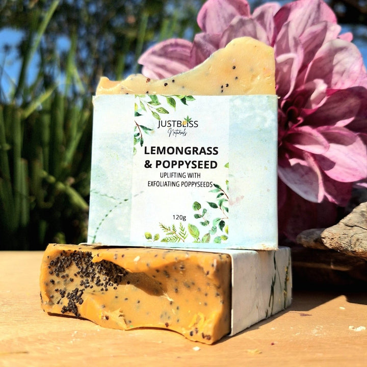 Lemongrass &amp; Poppyseed Soap Bar – Vegan Detoxifying Exfoliant - JUSTBLiSS Naturals