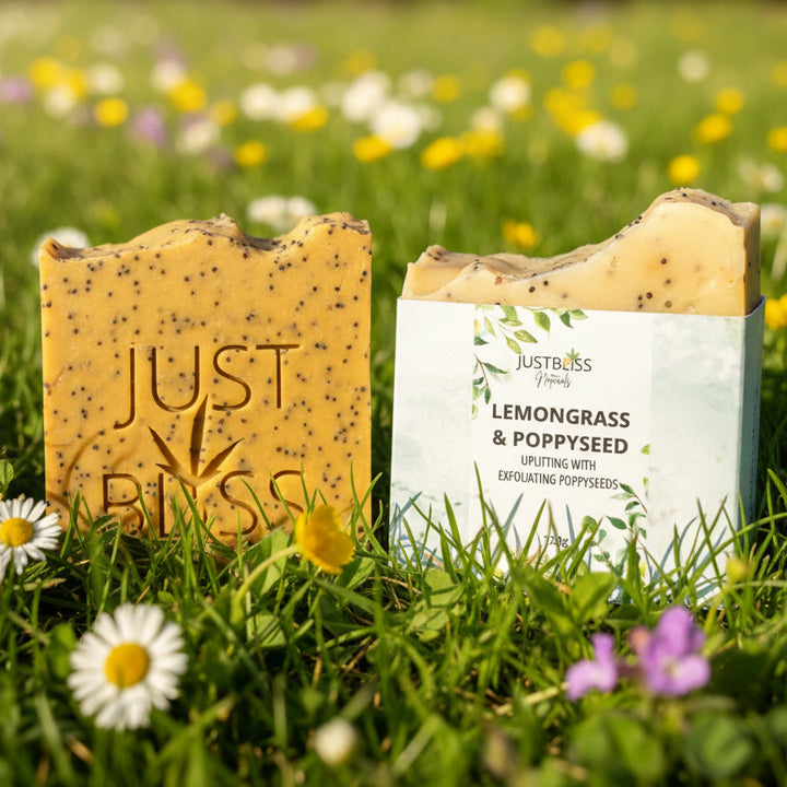 Lemongrass &amp; Poppyseed Soap Bar – Vegan Detoxifying Exfoliant - JUSTBLiSS Naturals