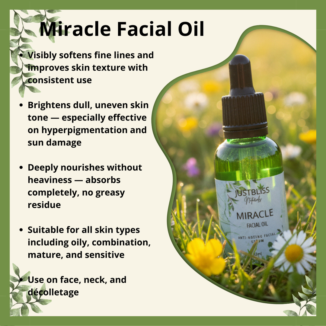Miracle Facial Oil with Prickly Pear &amp; Frankincense – Radiant, Balanced Skin - JUSTBLiSS Naturals