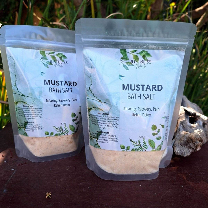 Mustard Bath Salts – Botanical Detox Soak for Sore Muscles &amp; Recovery - JUSTBLiSS Naturals