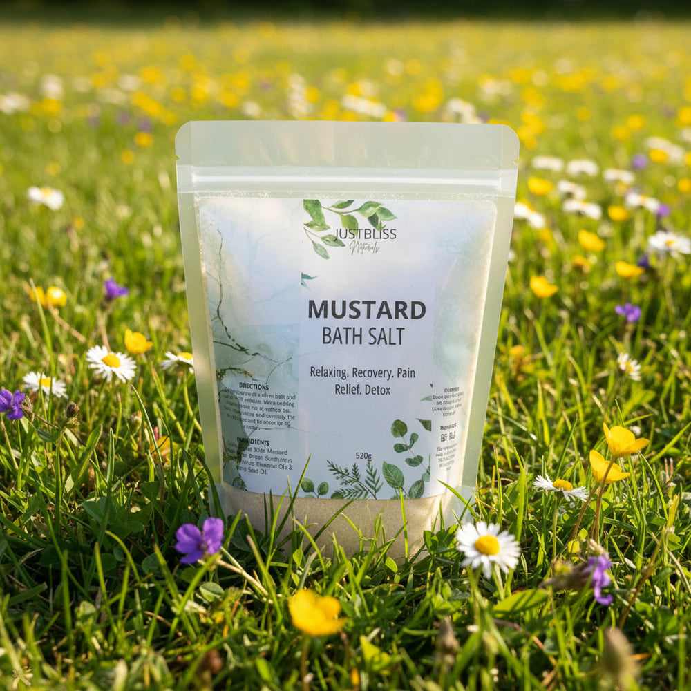 Mustard Bath Salts – Warming Botanical Detox Soak - JUSTBLiSS Naturals