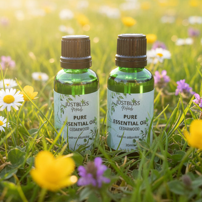 Organic Cedarwood Essential Oil – Pure, Calming & Skin-Balancing - JUSTBLiSS Naturals