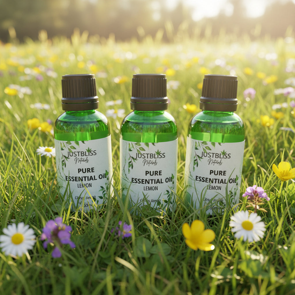 Organic Lemon Essential Oil – Pure Citrus Uplift for Mood & Skin - JUSTBLiSS Naturals