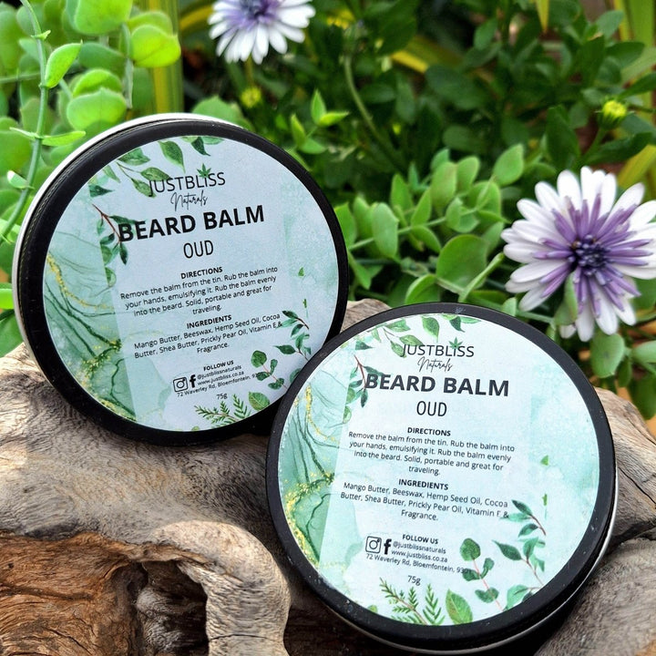 Oud Beard Balm – Conditioning &amp; Styling Balm for a Polished Beard - JUSTBLiSS Naturals