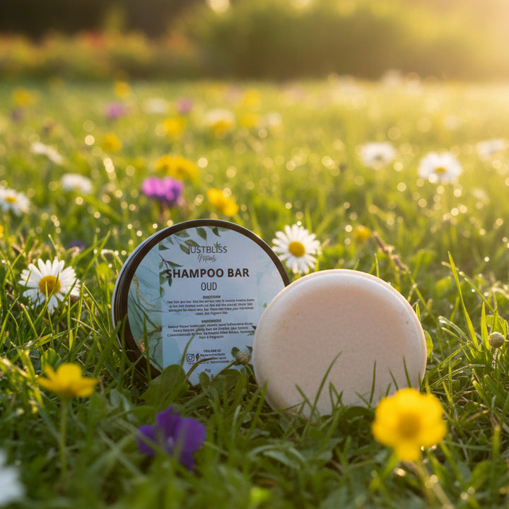 Set of JustBeards grooming products including shampoo, beard balm, and shower gel in a box.