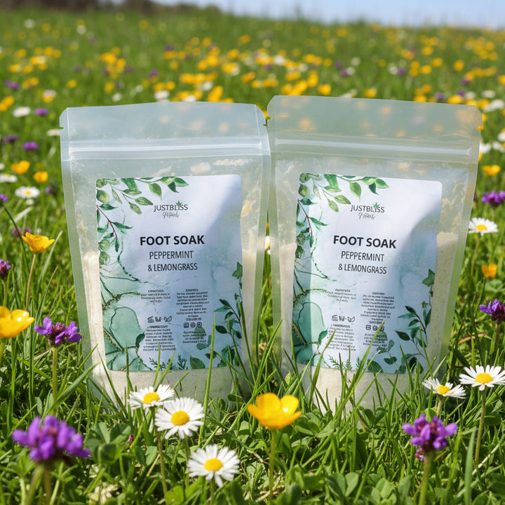 Peppermint &amp; Lemongrass Foot Soak – Plant-Based Relief for Tired, Aching Feet - JUSTBLiSS Naturals