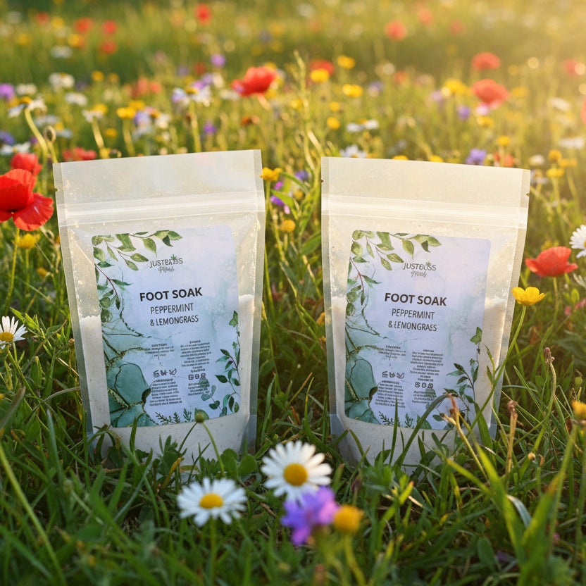 Peppermint &amp; Lemongrass Foot Soak – Plant-Based Relief for Tired, Aching Feet - JUSTBLiSS Naturals