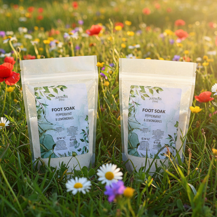 Peppermint &amp; Lemongrass Foot Soak – Plant-Based Relief for Tired, Aching Feet - JUSTBLiSS Naturals