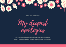 Load image into Gallery viewer, JUSTBLISS: GREETINGS CARD: Apology
