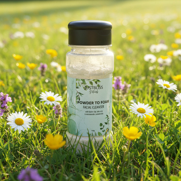Powder-to-Foam Facial Cleanser 100ml – Gentle Plant-Based Glow - JUSTBLiSS Naturals