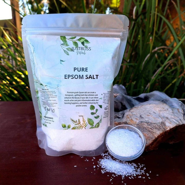 Pure Epsom Salt – 100% Natural Muscle Soak for Relaxation &amp; Detox - JUSTBLiSS Naturals