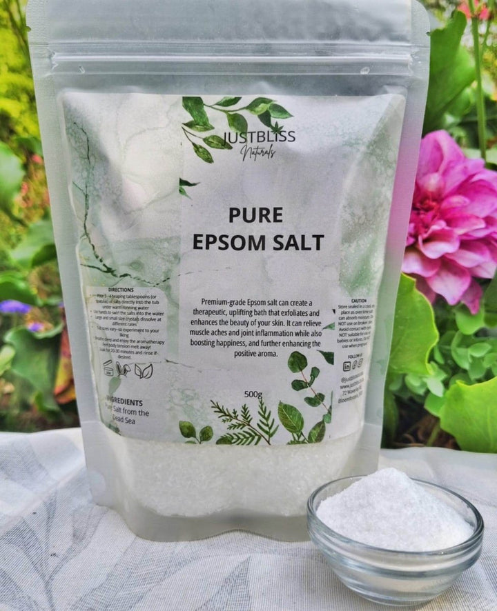 Pure Epsom Salt – 100% Natural Muscle Soak for Relaxation &amp; Detox - JUSTBLiSS Naturals