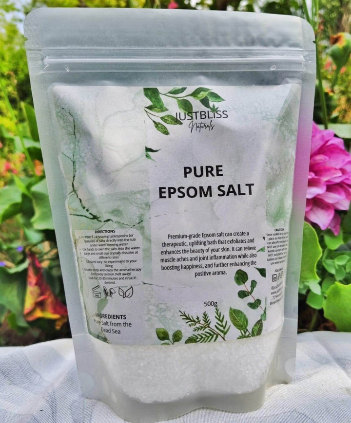 Pure Epsom Salt – 100% Natural Muscle Soak for Relaxation &amp; Detox - JUSTBLiSS Naturals