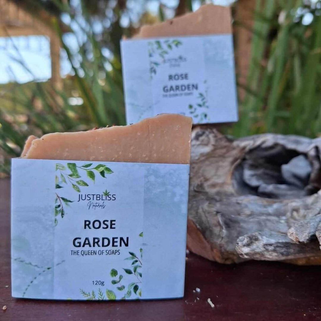 Rose Garden Vegan Soap Bar – Gentle Rose Clay &amp; Geranium Cleanser - JUSTBLiSS Naturals