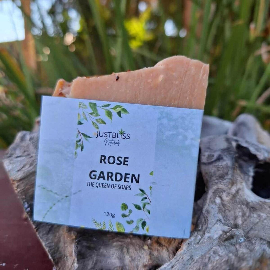 Rose Garden Vegan Soap Bar – Gentle Rose Clay &amp; Geranium Cleanser - JUSTBLiSS Naturals