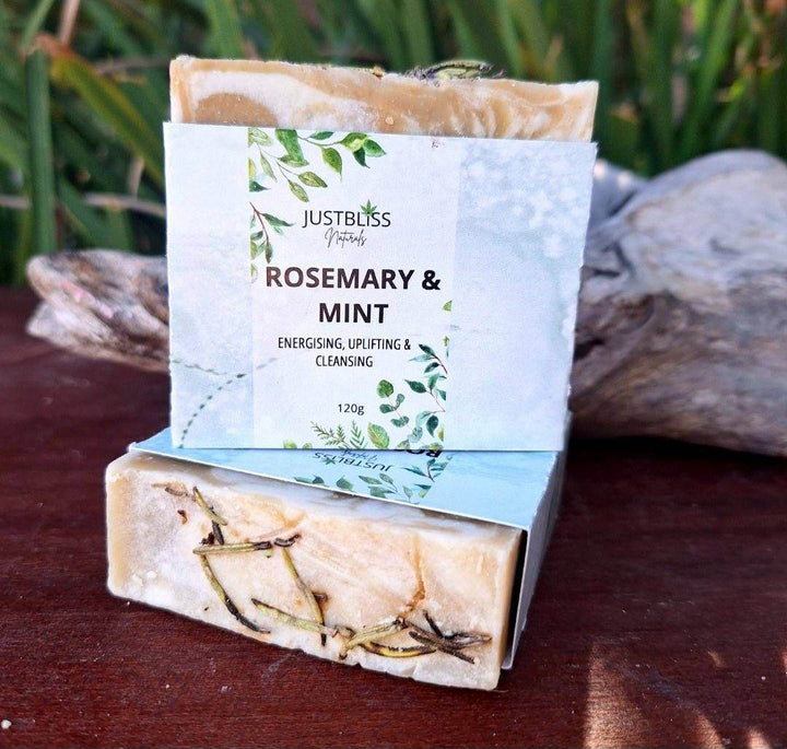 Rosemary &amp; Mint Vegan Soap Bar – Refreshing, Plant-Based Cleanse - JUSTBLiSS Naturals