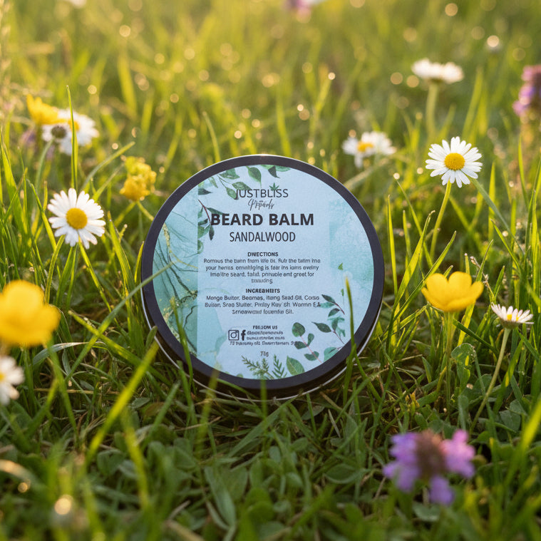 Sandalwood Beard Balm – Plant-Based Hydration & Taming for Healthy Beards - JUSTBLiSS Naturals