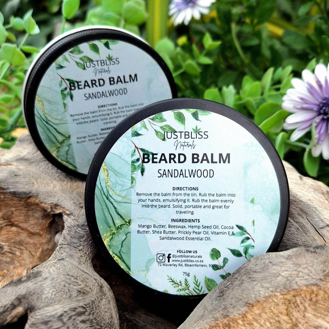 Sandalwood Beard Balm – Plant-Based Hydration &amp; Taming for Healthy Beards - JUSTBLiSS Naturals