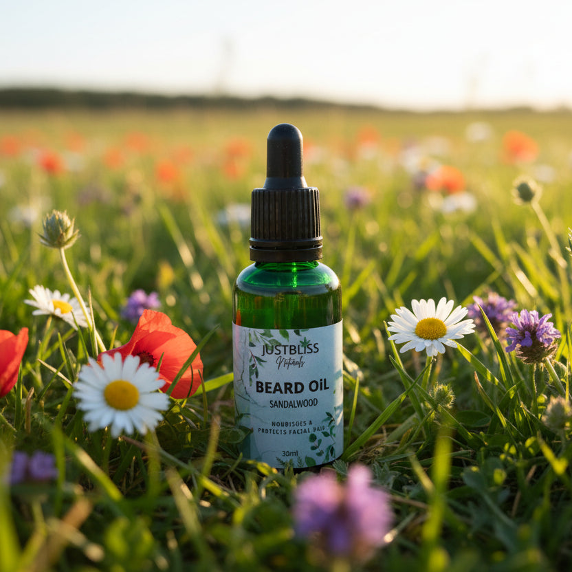 Sandalwood Beard Oil – Vegan, Plant-Based Nourishment for Softer Beards - JUSTBLiSS Naturals