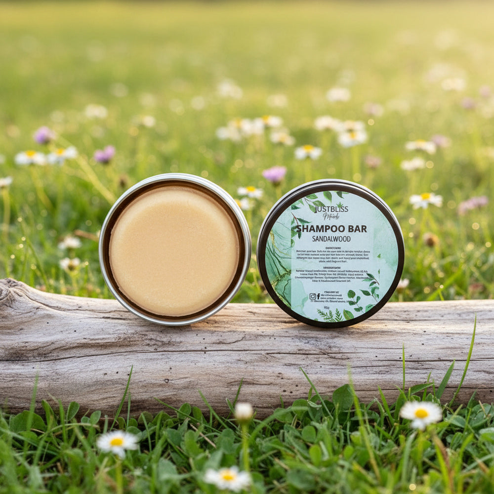 Eco - Friendly Shampoo Bar in Tin – Plant - Based, Travel - Ready Hair Care JUSTBLiSS Naturals