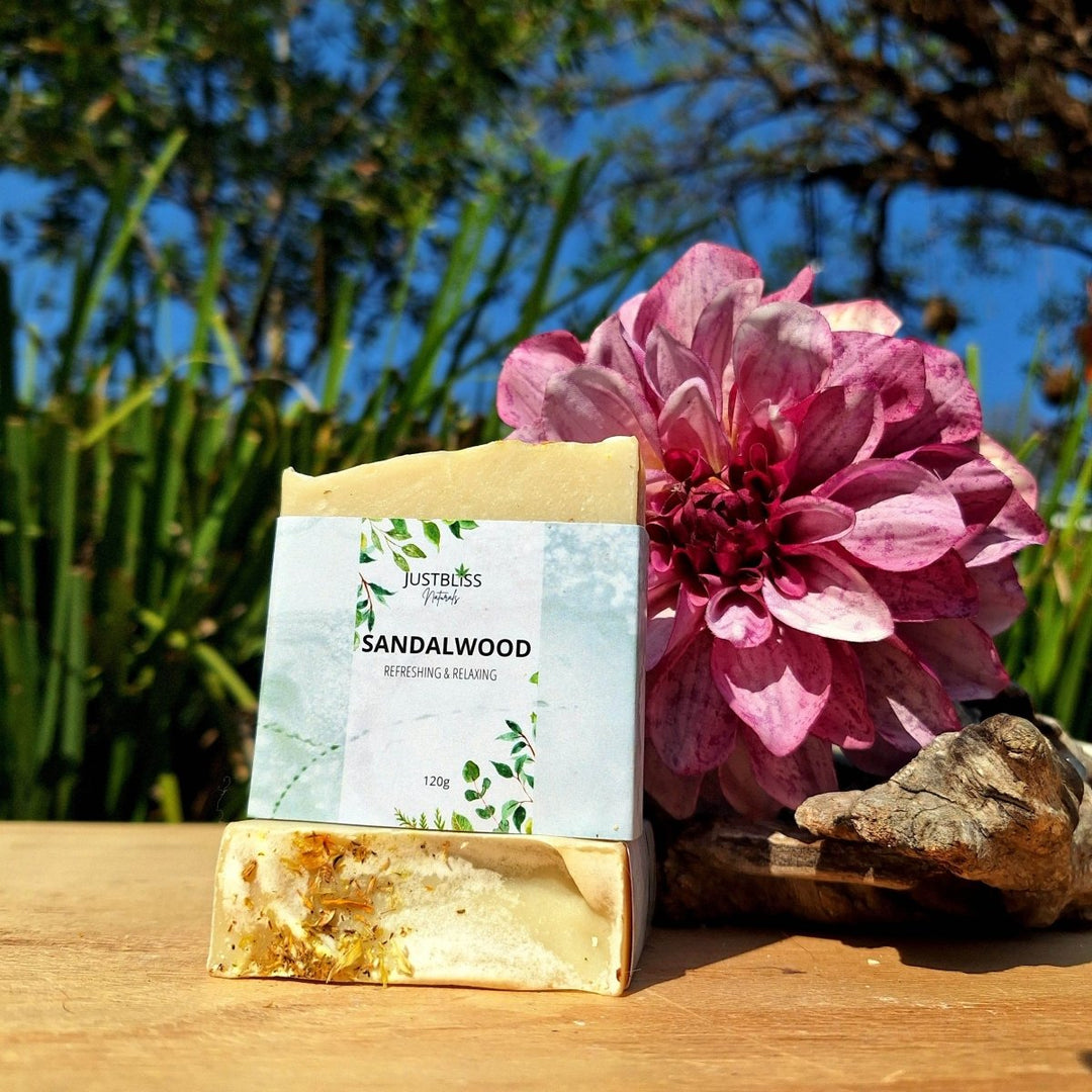 Sandalwood Soap Bar – Vegan, Creamy &amp; Earthy Natural Cleanser - JUSTBLiSS Naturals