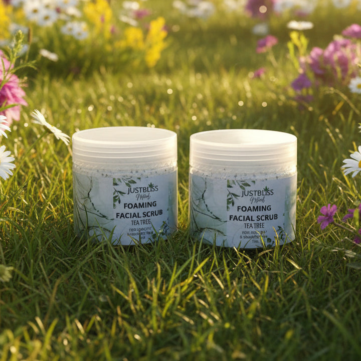 Tea Tree &amp; Mint Facial Scrub – Natural Exfoliant for Clear, Radiant Skin - JUSTBLiSS Naturals