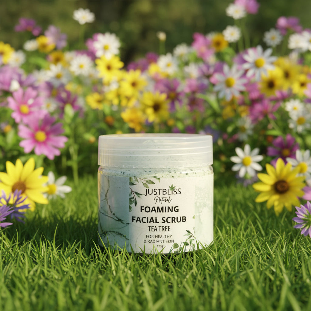 Tea Tree &amp; Mint Facial Scrub – Natural Exfoliant for Clear, Radiant Skin - JUSTBLiSS Naturals
