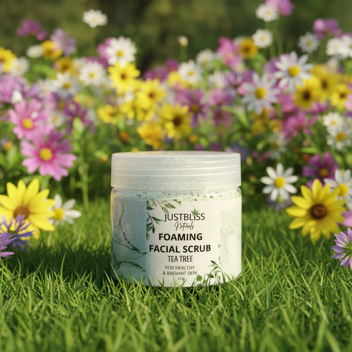 Tea Tree &amp; Mint Facial Scrub – Natural Exfoliant for Clear, Radiant Skin - JUSTBLiSS Naturals