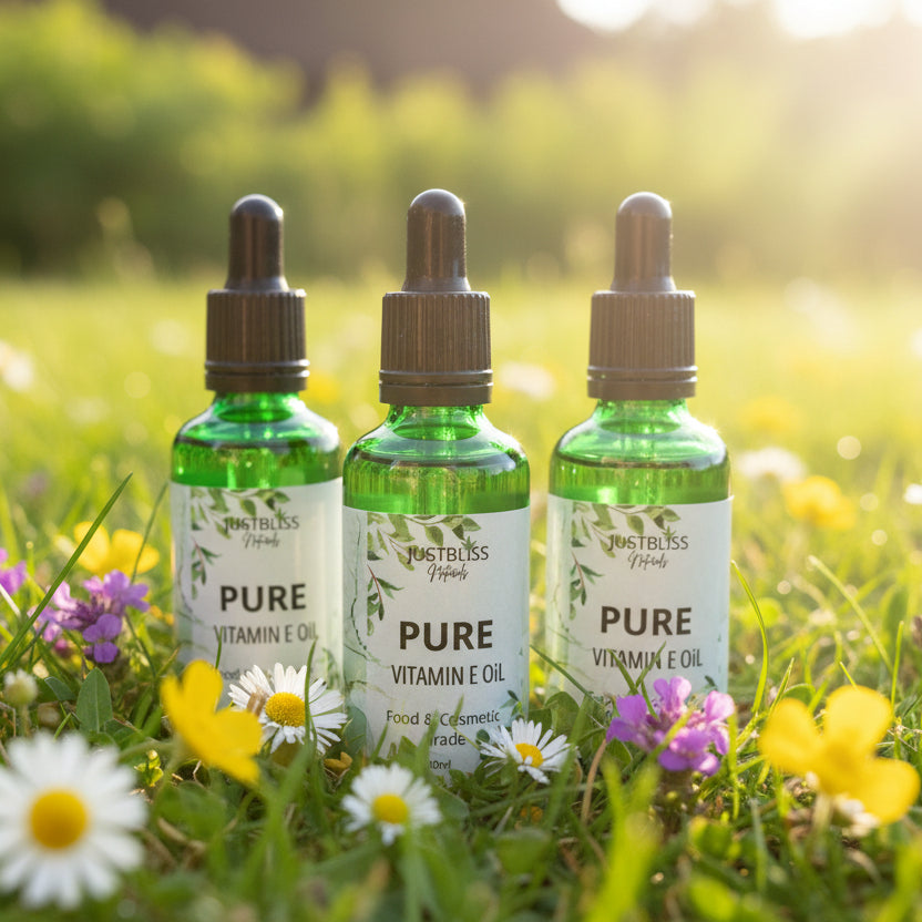 Vitamin E Oil 50ml – 100% Pure, Plant-Based Skin & Hair Nourishment - JUSTBLiSS Naturals