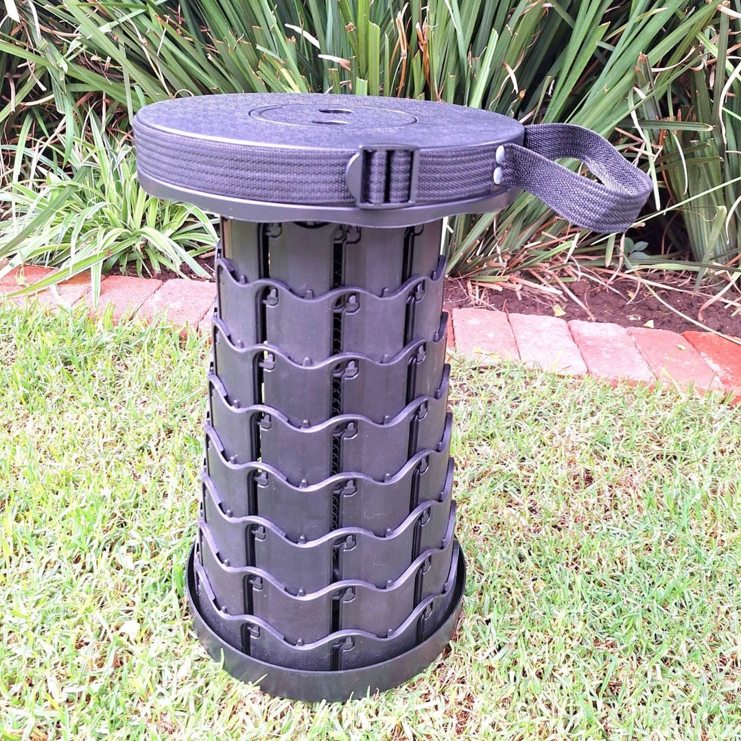 Portable Collapsidle Stool / Folding Chairs - Black with Cushion - JUSTBLiSS Naturals