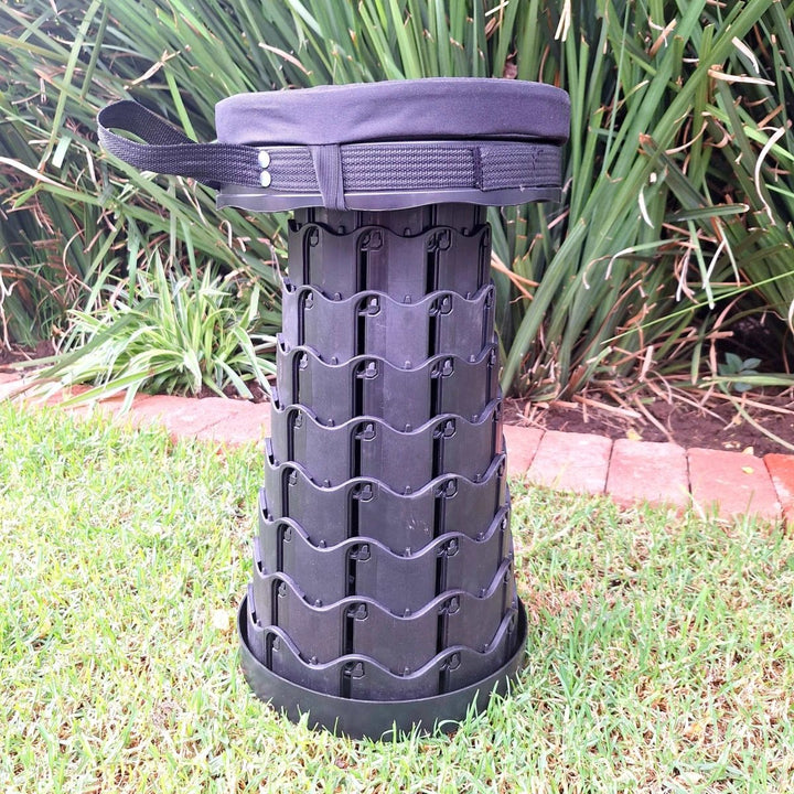 Portable Collapsible Stool / Folding Chairs - Black with Cushion - JUSTBLiSS Naturals