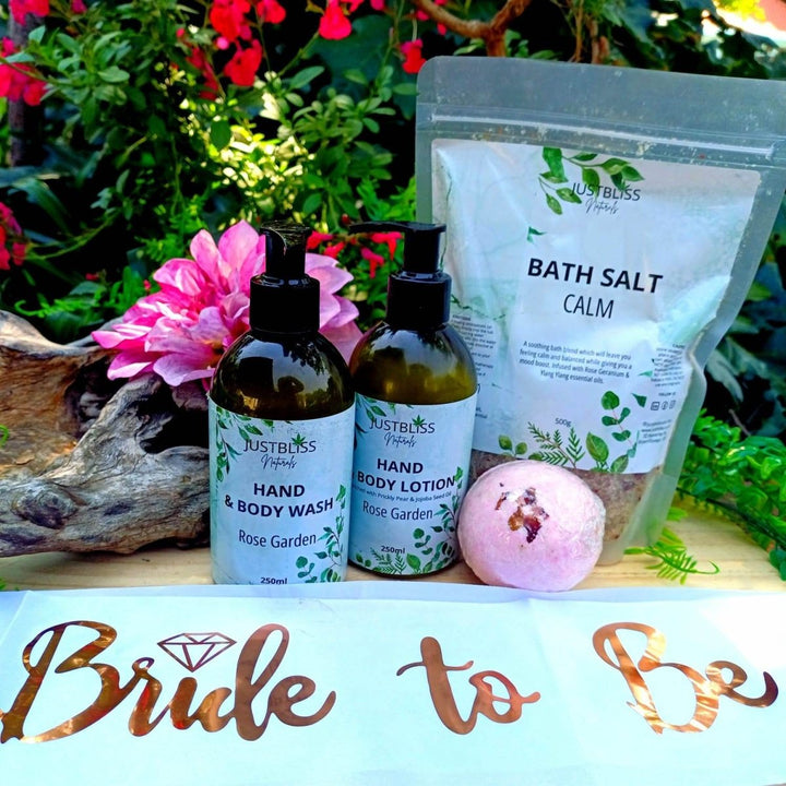 Bride To Be Pamper Gift Box – Natural Rose Spa Relaxation Set JUSTBLiSS Naturals