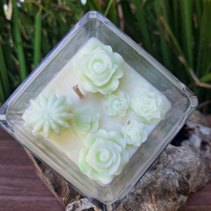 CACTUS FLOWER CANDLE: Succulent Garden with Daisy (200g) - JUSTBLiSS Naturals