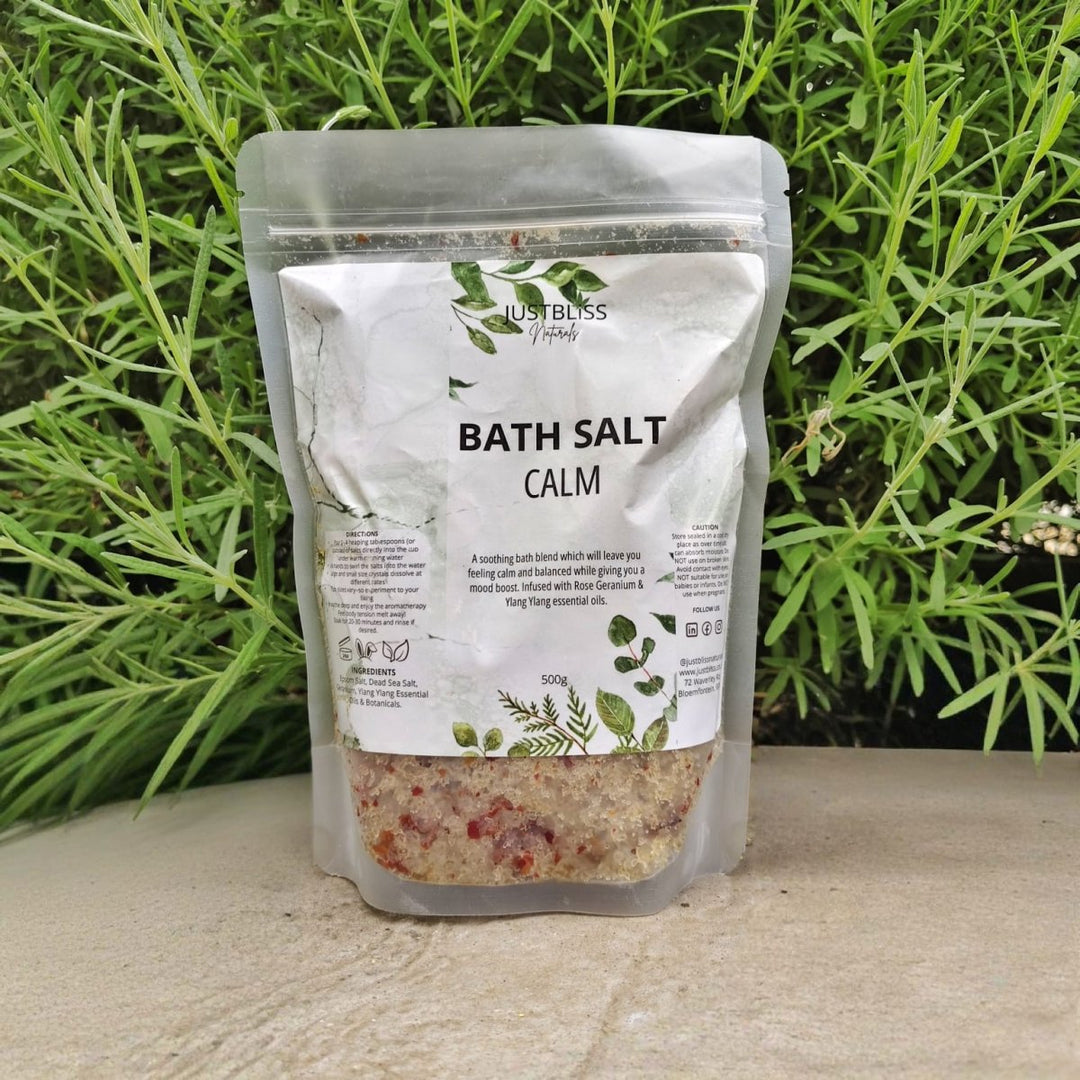Calm Bath Salts – Mineral Soak with Geranium & Ylang - Ylang Oils JUSTBLiSS Naturals