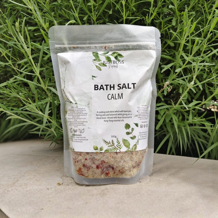 Calm Bath Salts – Mineral Soak with Geranium & Ylang - Ylang Oils JUSTBLiSS Naturals