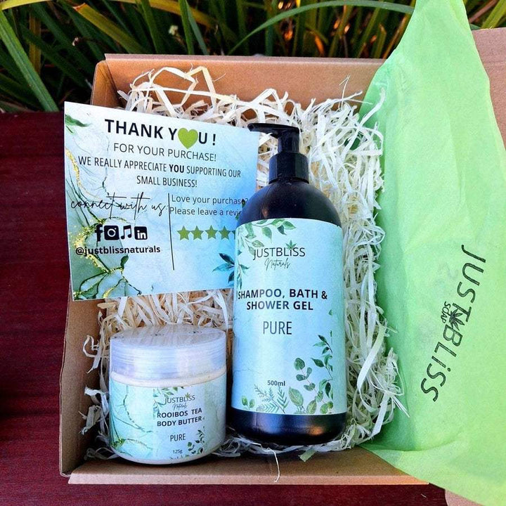 COMBO BODY WASH & BODY BUTTER with Lemongrass scent in eco-friendly packaging, perfect for all skin types.