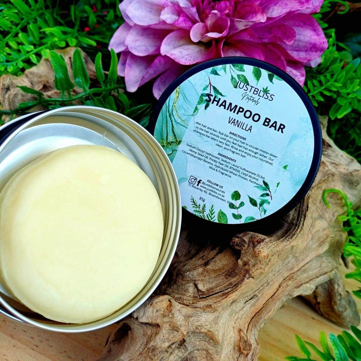 Eco - Friendly Shampoo Bar in Tin – Plant - Based, Travel - Ready Hair Care JUSTBLiSS Naturals