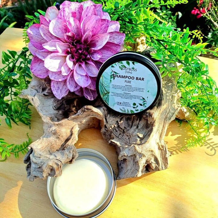 Eco - Friendly Shampoo Bar in Tin – Plant - Based, Travel - Ready Hair Care JUSTBLiSS Naturals