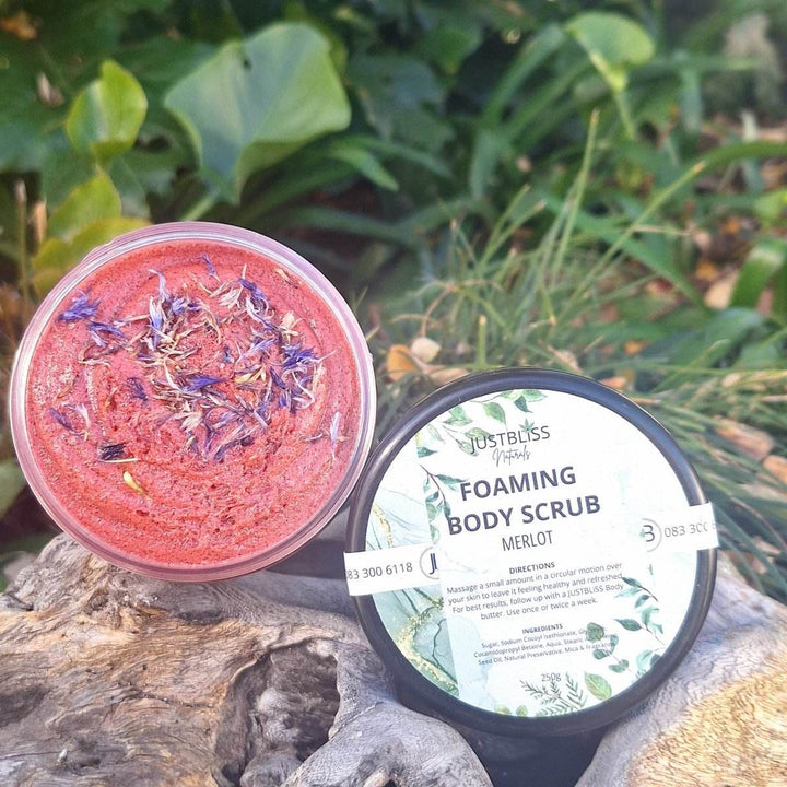 Merlot Scented Self-Care Bundle – Whipped Body Butter, Shampoo Bar & Scrub - JUSTBLiSS Naturals