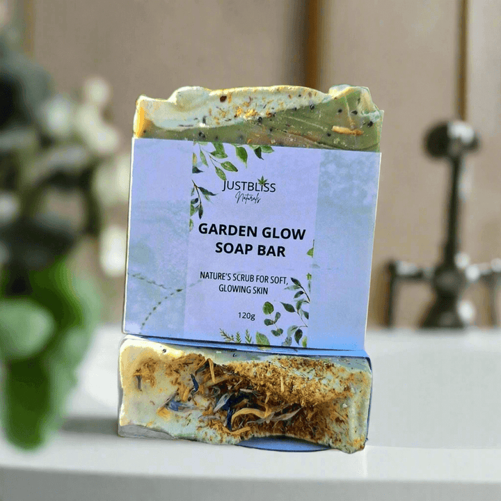 Garden Glow Natural Exfoliating Soap Bar for Gardeners – Plant - Powered & Gentle JUSTBLiSS Naturals