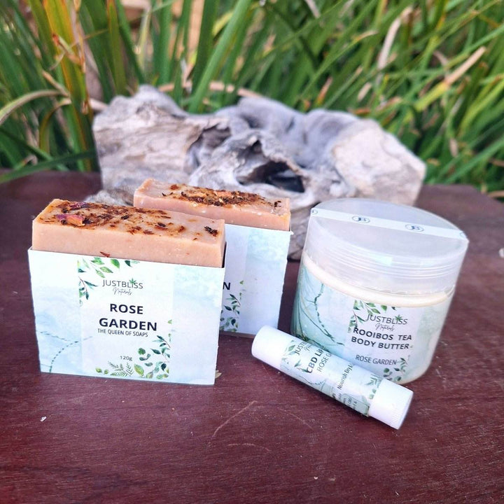 GIFT BOX: Geranium Essential Oil Bath, Body & Lip Gift Box - JUSTBLiSS Naturals