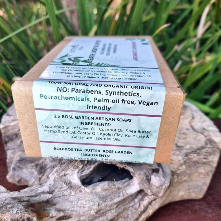 GIFT BOX: Geranium Essential Oil Bath, Body & Lip Gift Box - JUSTBLiSS Naturals