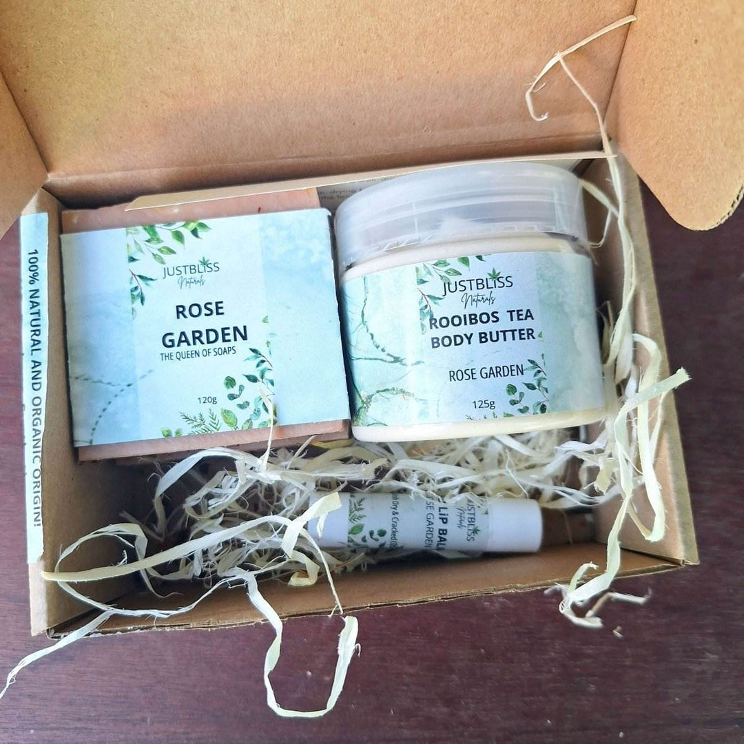 GIFT BOX: Geranium Essential Oil Bath, Body & Lip Gift Box - JUSTBLiSS Naturals