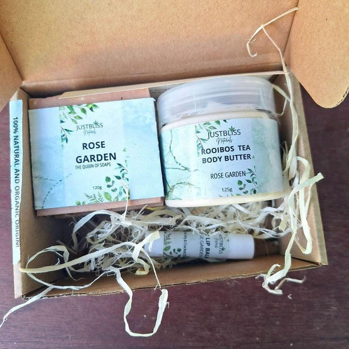 GIFT BOX: Geranium Essential Oil Bath, Body & Lip Gift Box - JUSTBLiSS Naturals