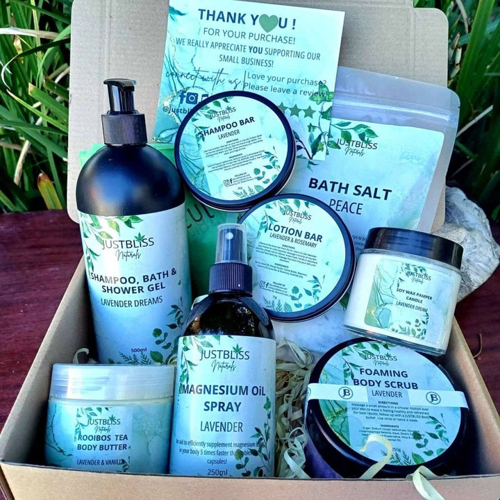 GIFT BOX: Lavender Gift Box 5 - Tranquil Self - Care & Relaxation - JUSTBLiSS Naturals