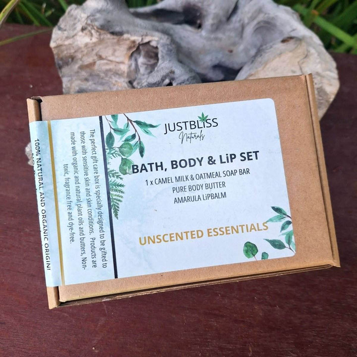 GIFT BOX: Pure Unscented Bath, Body & Lip Gift Box - JUSTBLiSS Naturals